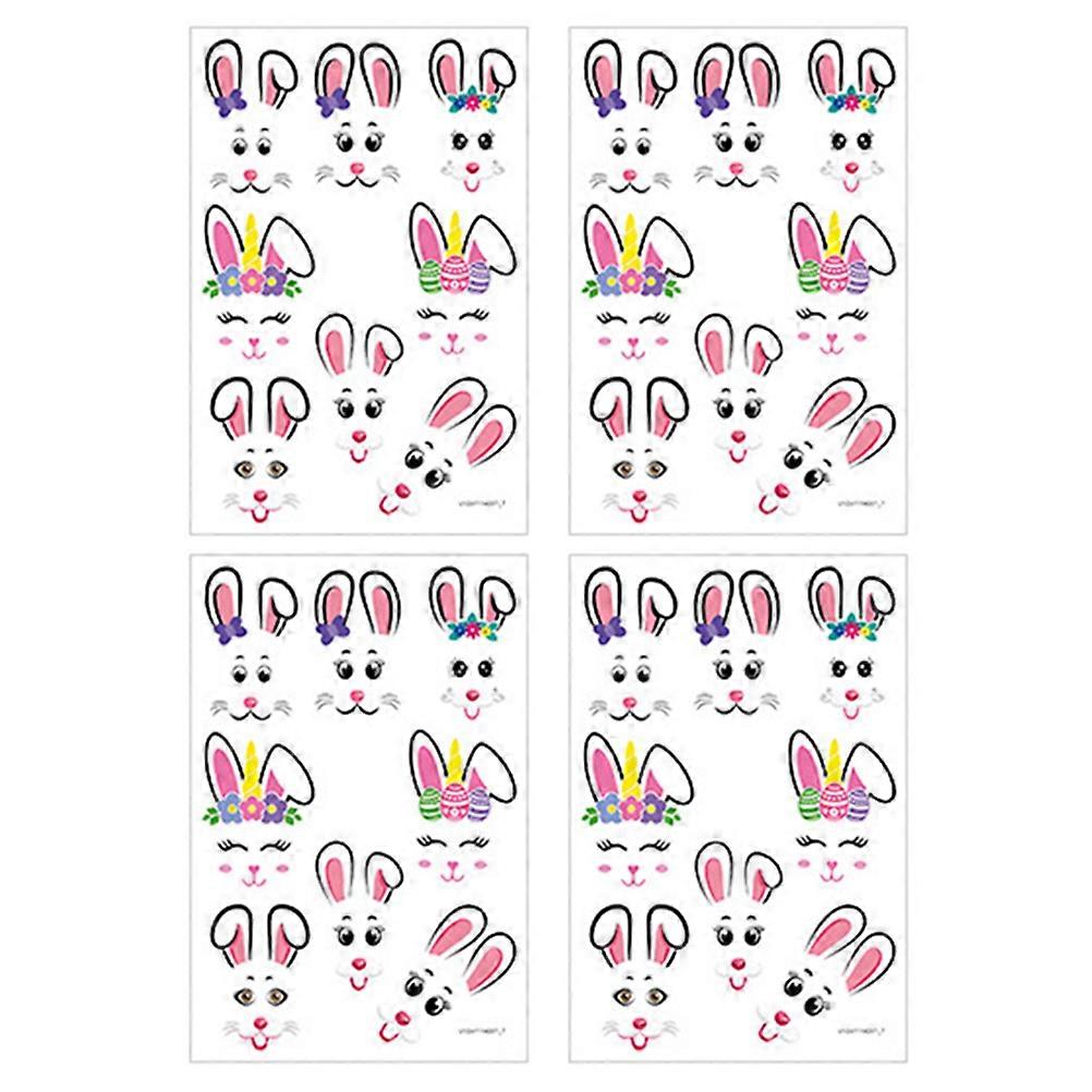 Self-Adhesive Easter Bunny Face Stickers for Basket and Eggs 4Pcs