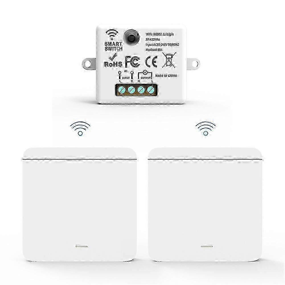 Wireless Light Wall Switch Rf 433mhz Relay Receiver With 2x1gang Panel Switch Led Remote Control For Led Lamp