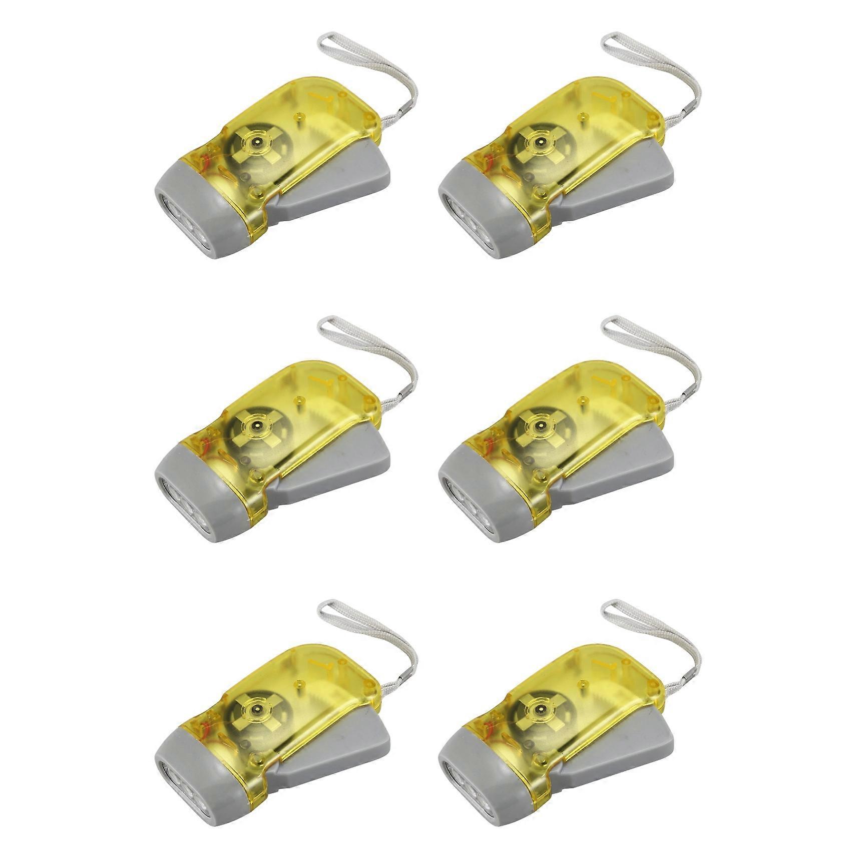 6X 3 LED Dynamo Wind Up Flashlight Torch Light Hand Press Crank NR Camping