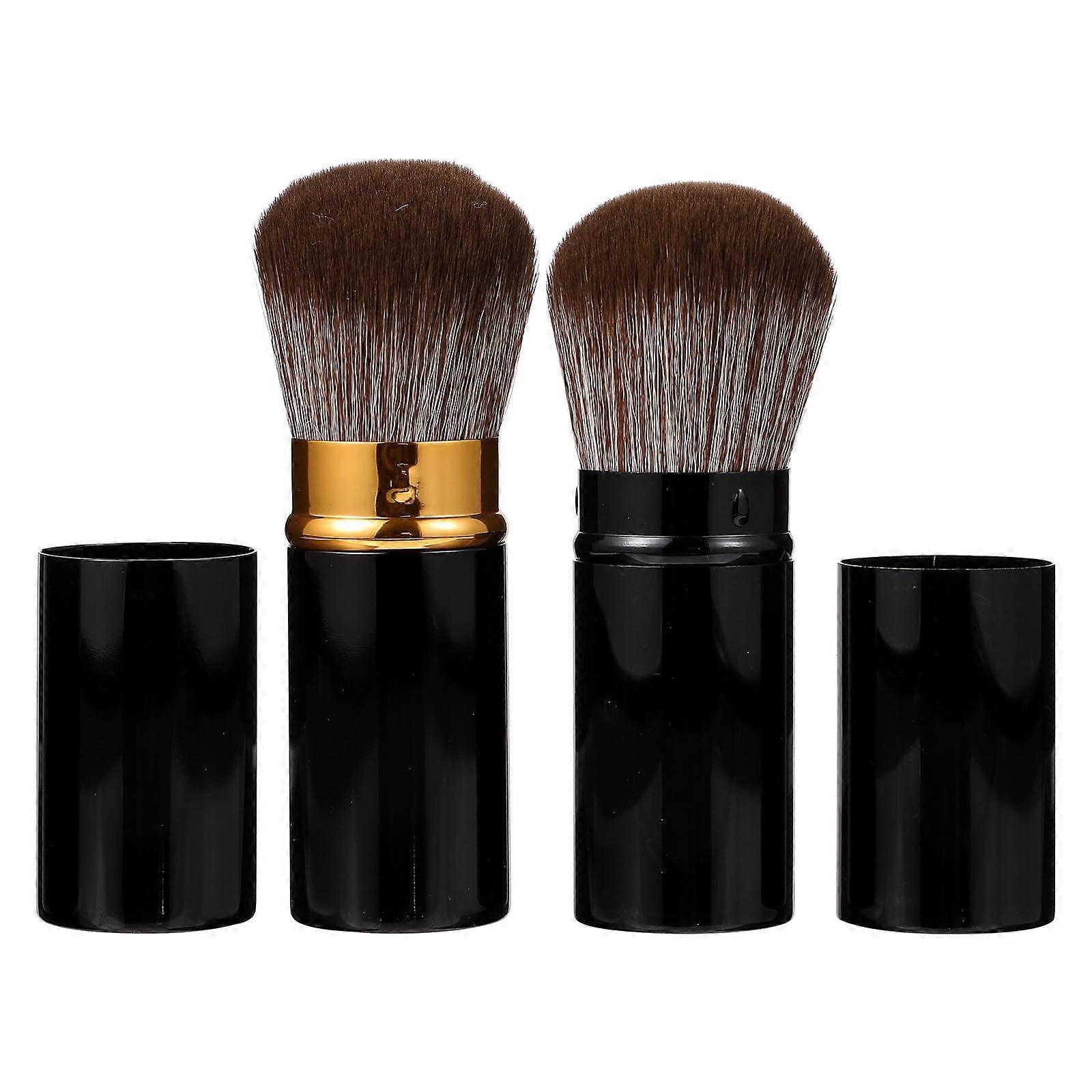 2Pcs Makeup Brush Set with Retractable Powder Brush for Smooth Even Application and Travel Use