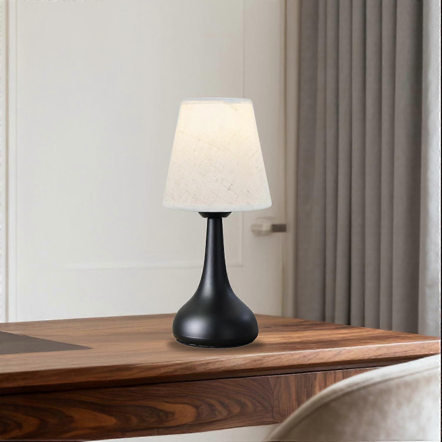 Bedside Table Lamp with Pleated Shade, 13 Inch Warm White 3000K LED, Inline Control, White