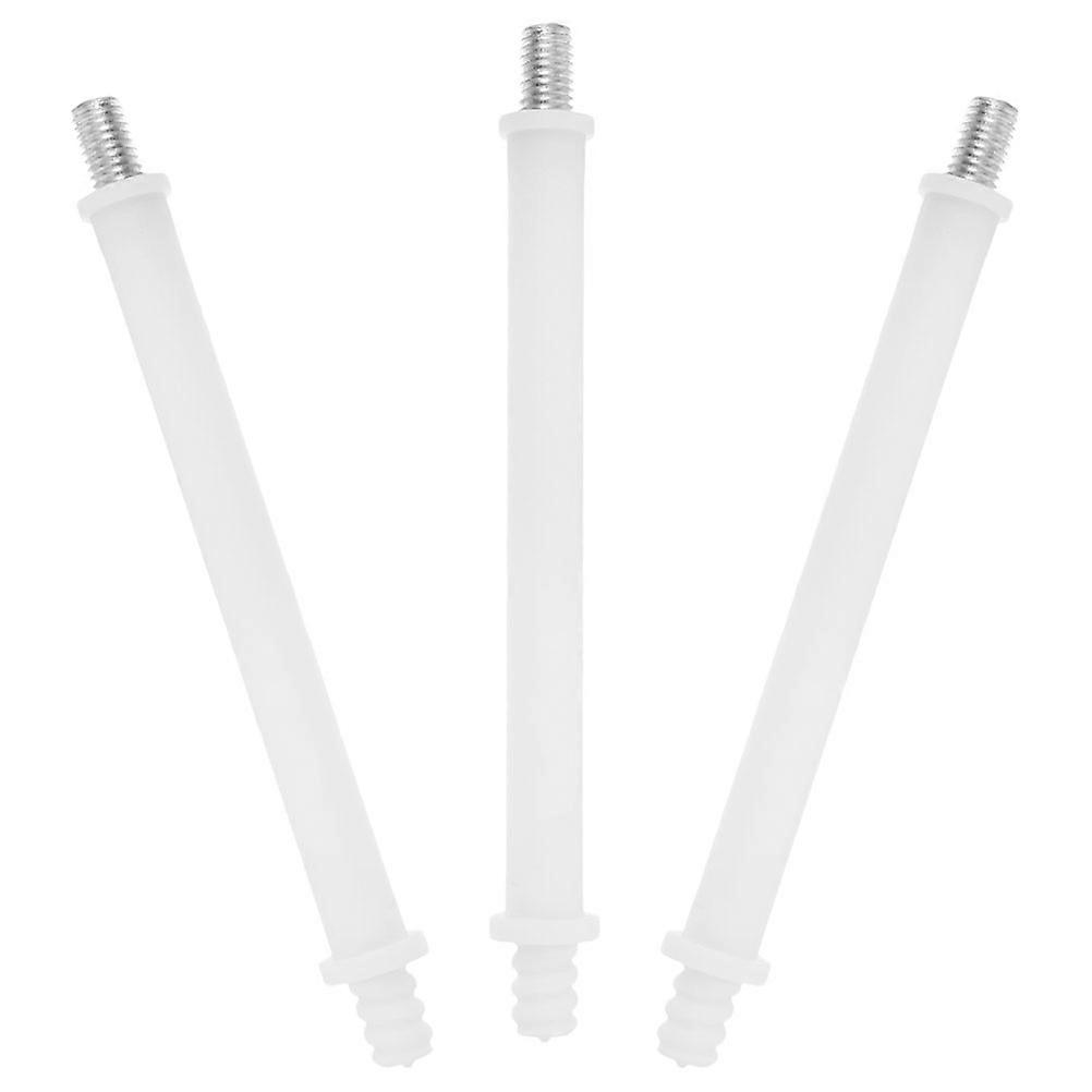 White Toilet Brush Handle Pole for Secure Connection 3Pcs Replacement