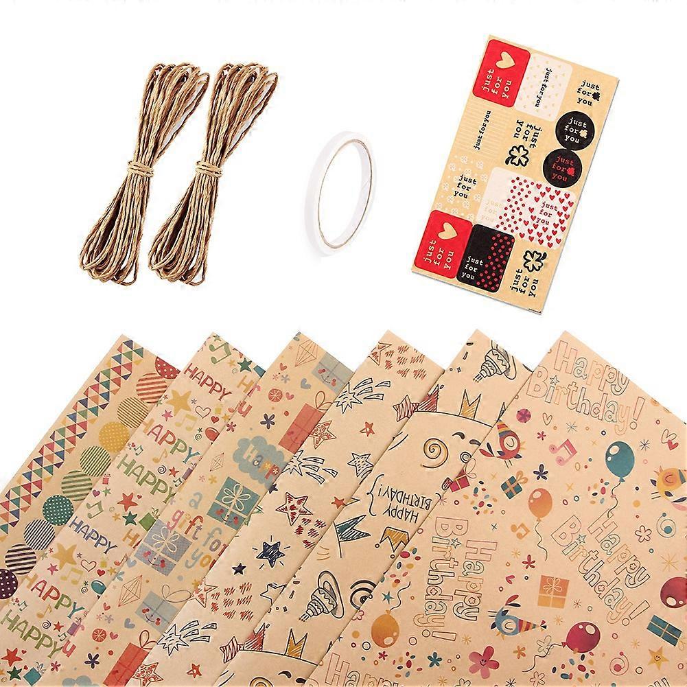 6 Pcs Wrapping Paper Sheets,Birthday Wrapping Paper Set Wrap Papers