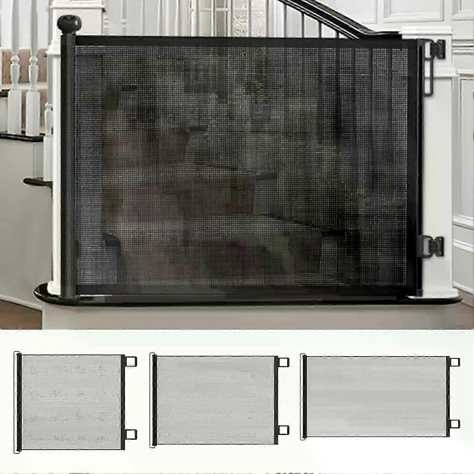 Retractable Dog Gate No-Drill Childproof Net Fence Cat Baffle Mesh Pet Gate Mesh Sliding Barrier Fence Dog Cat Fence Pet Gate