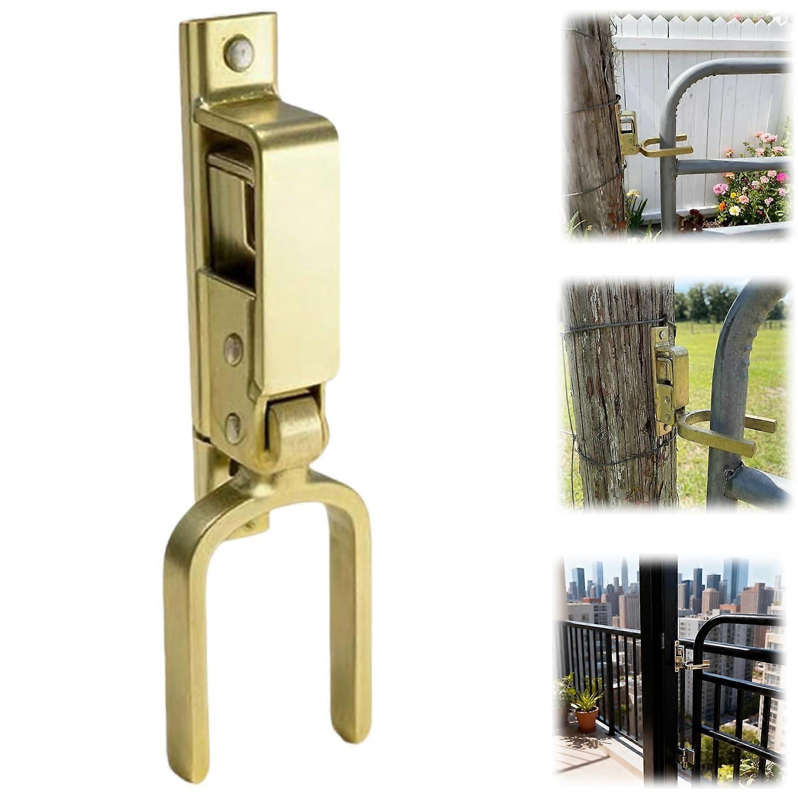 Heavy Duty Gate Latch with Automatic Safety Lock, OneHand Operation, RustResistant Steel for Farm and Ranch Gates