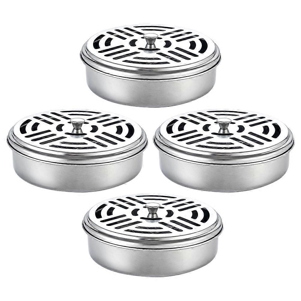 Silver Box for Burning 8Pcs Stainless Steel Round Case
