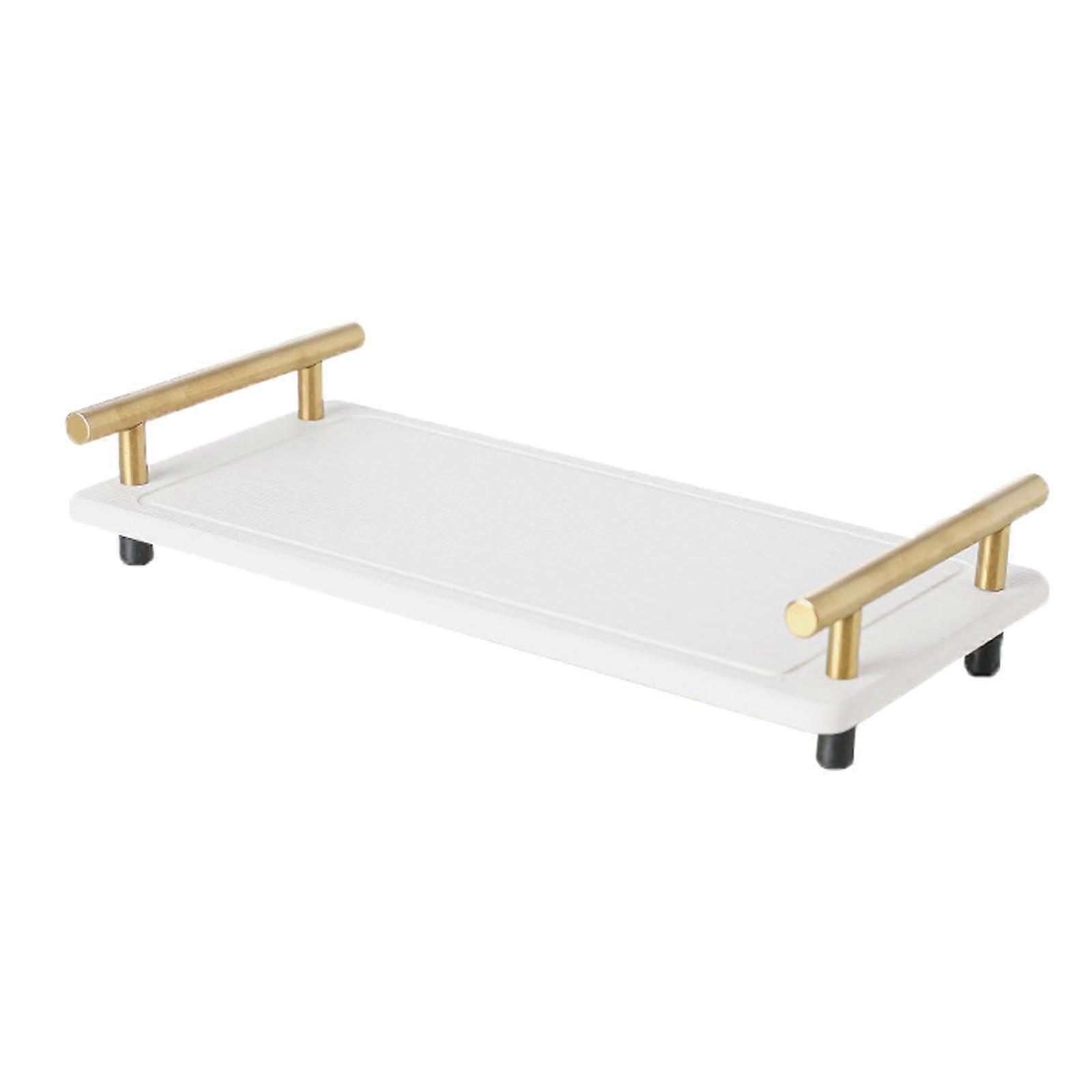 Instant Dry Sink Caddy with Fast Water Absorption, AntiMoisture Base, White Tray and Gold Handle