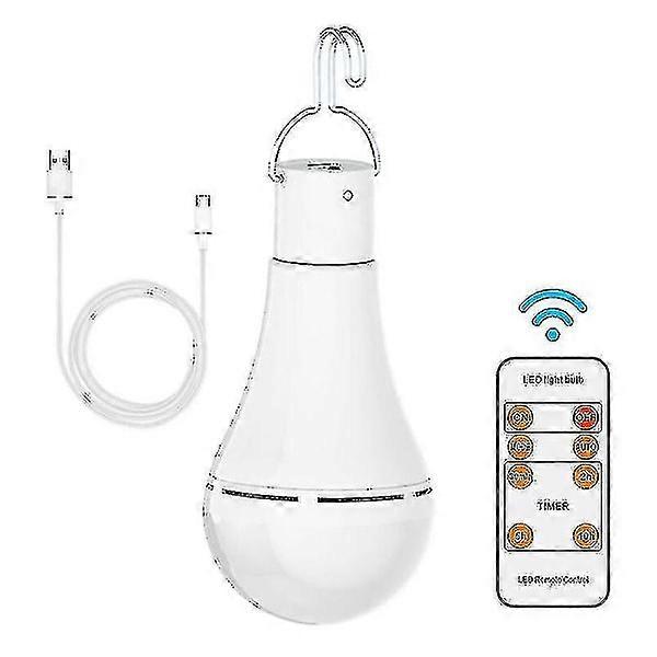 USB Rechargeable LED Bulb 7W, E27 Touch Dimmable with Remote & Timer, Outdoor Camping Emergency Light