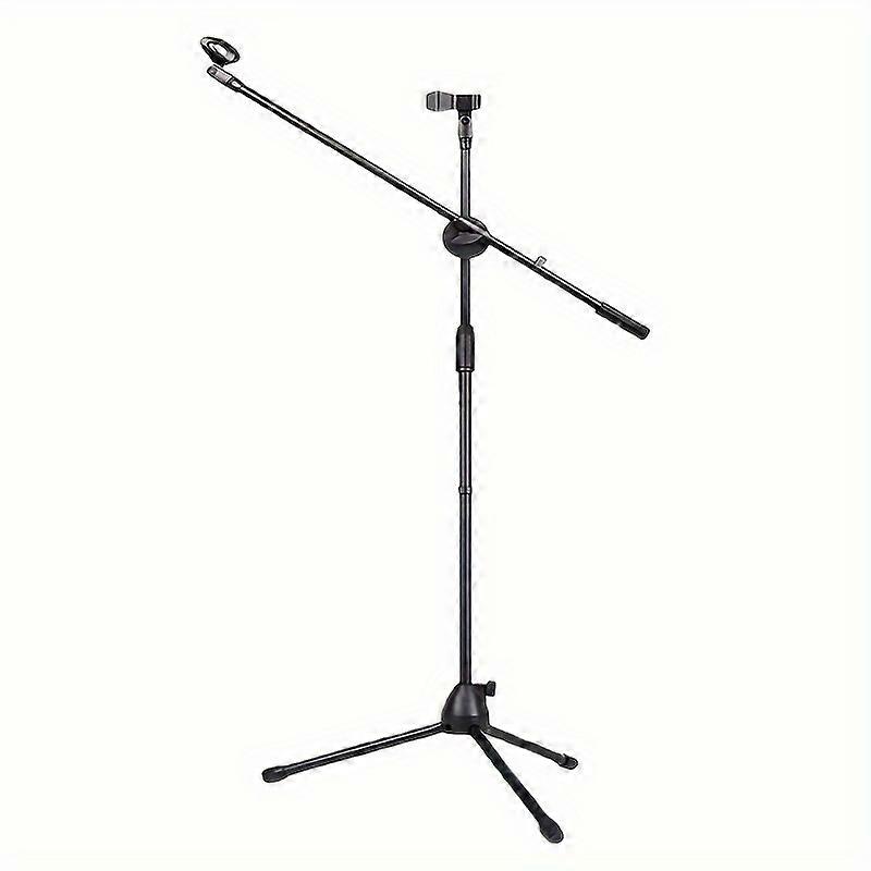 Tripod Boom Microphone Stand With Mic Clip Cell Phone And Microphone Not Included Collapsible And Lightweight,  Arms Adjustable