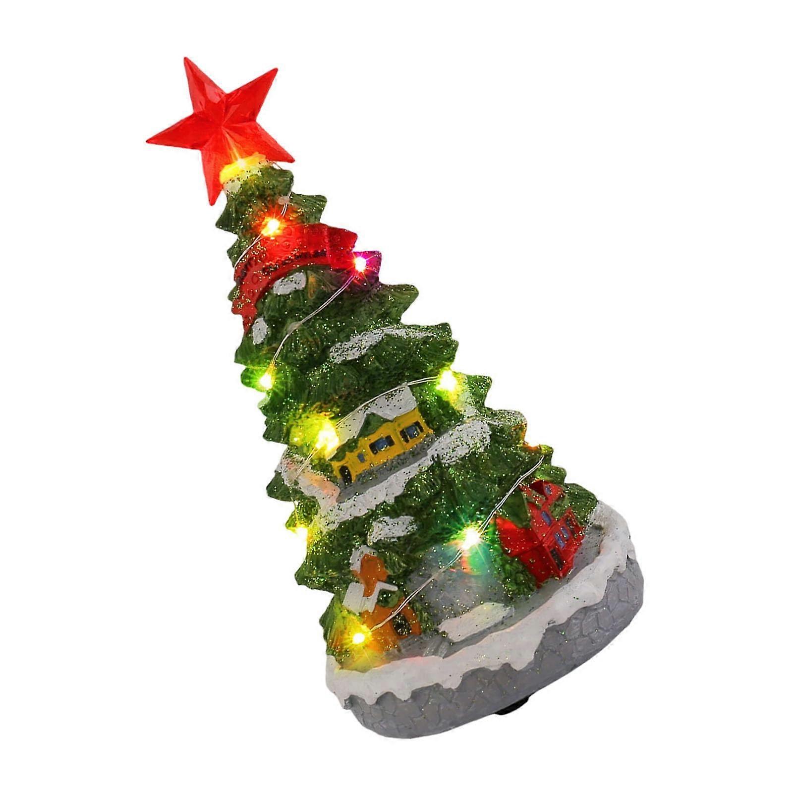 Christmas Tree Music Box with LED Lights and Music, Dual Power Holiday Tabletop Decoration