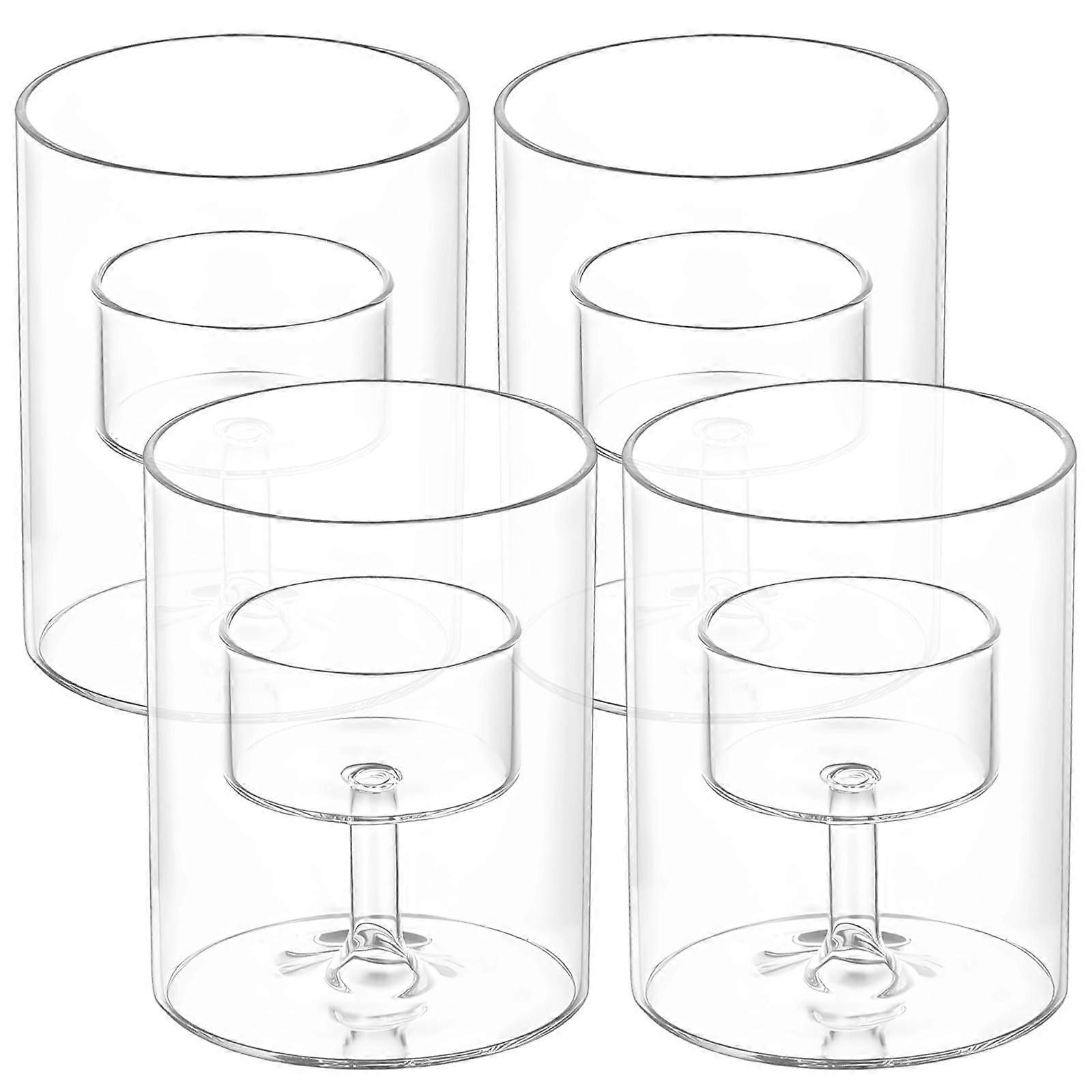 Set of 4 Borosilicate Glass Candle Holders with DualLayer Design for Weddings and Home Decor