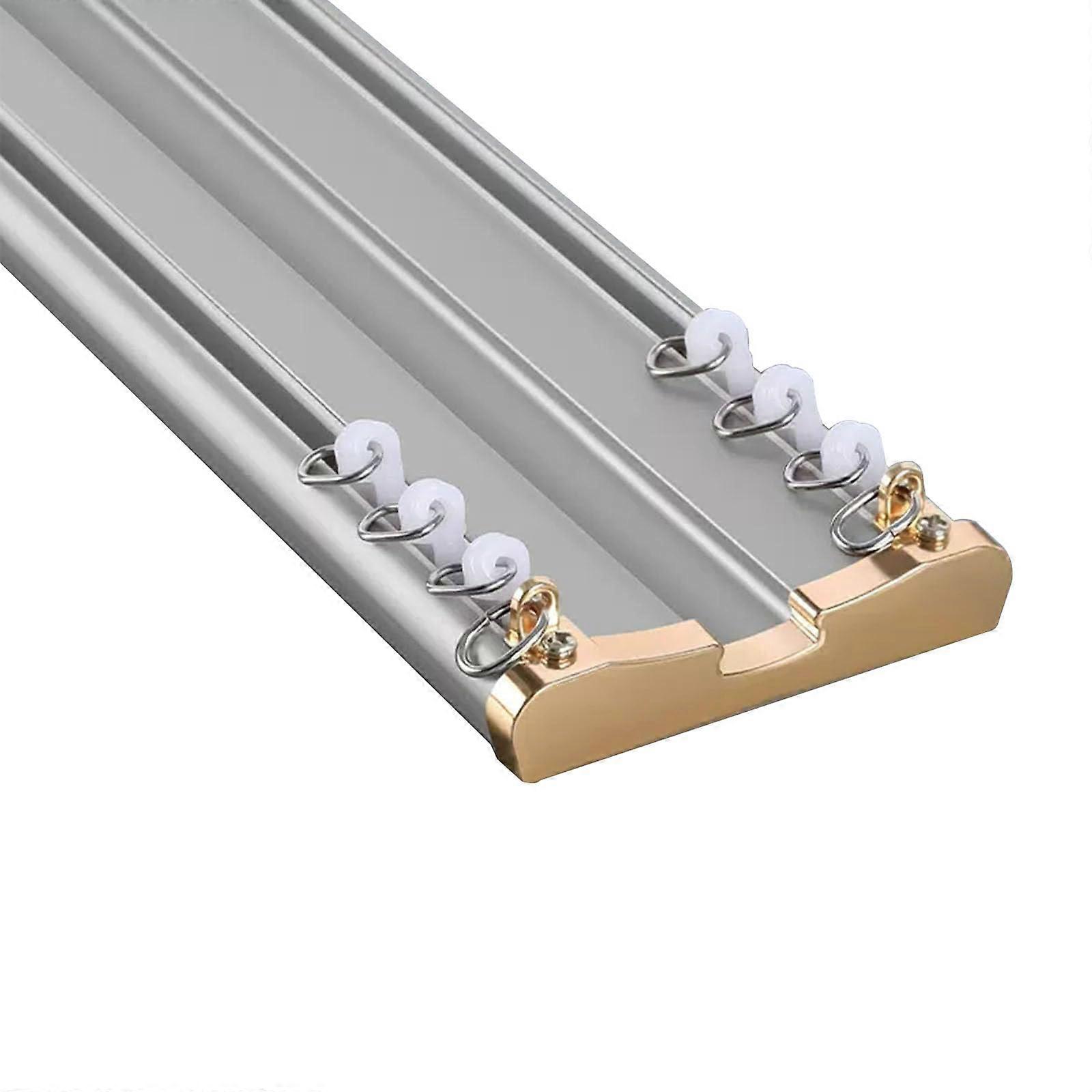 Rose Gold Double Curtain Track System Heavy Duty Aluminum Ceiling Mount with Noise Reduction Rollers, 5M