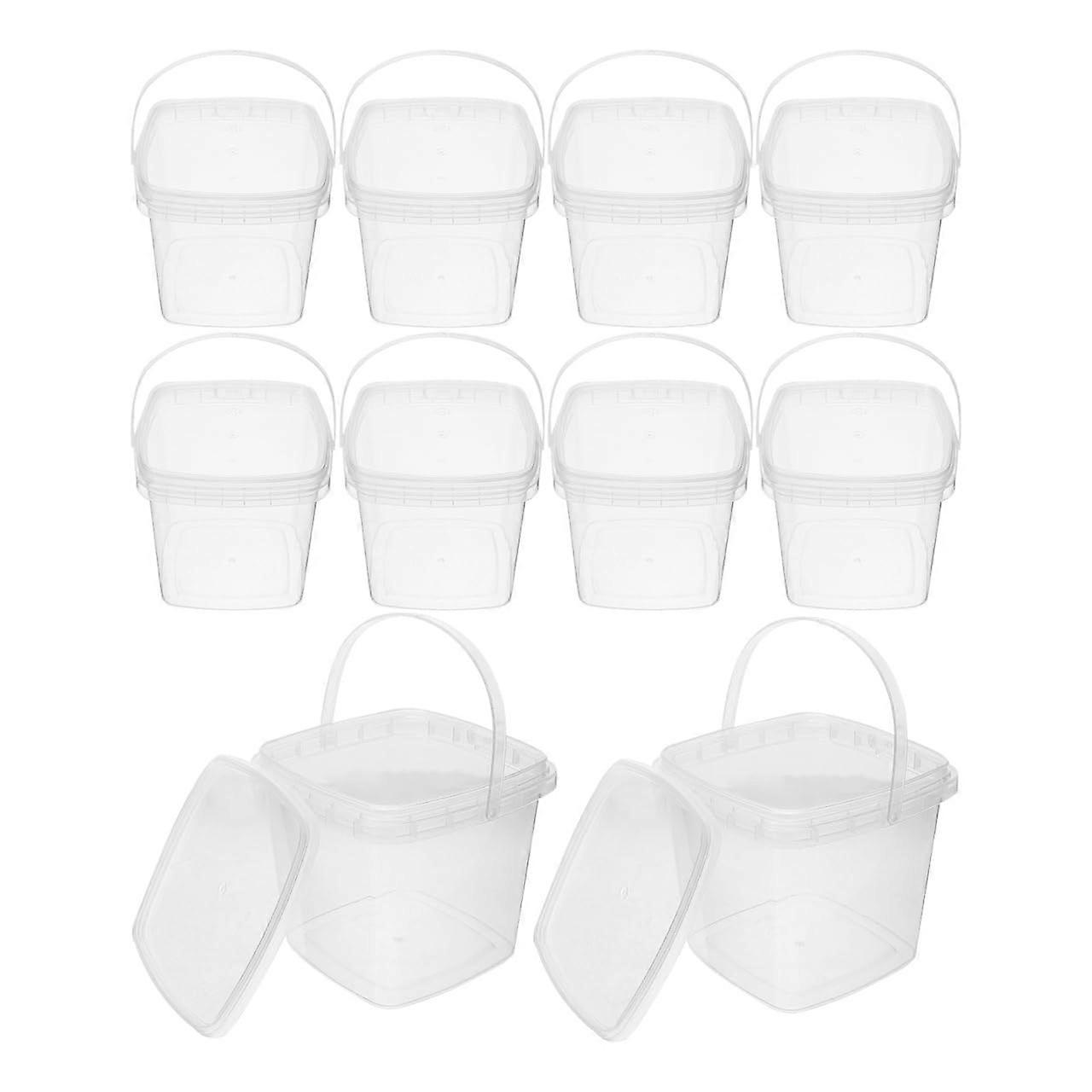 10pcs Thickened Transparent Ice Cream Storage Containers with LeakProof Lids for Freezer Use