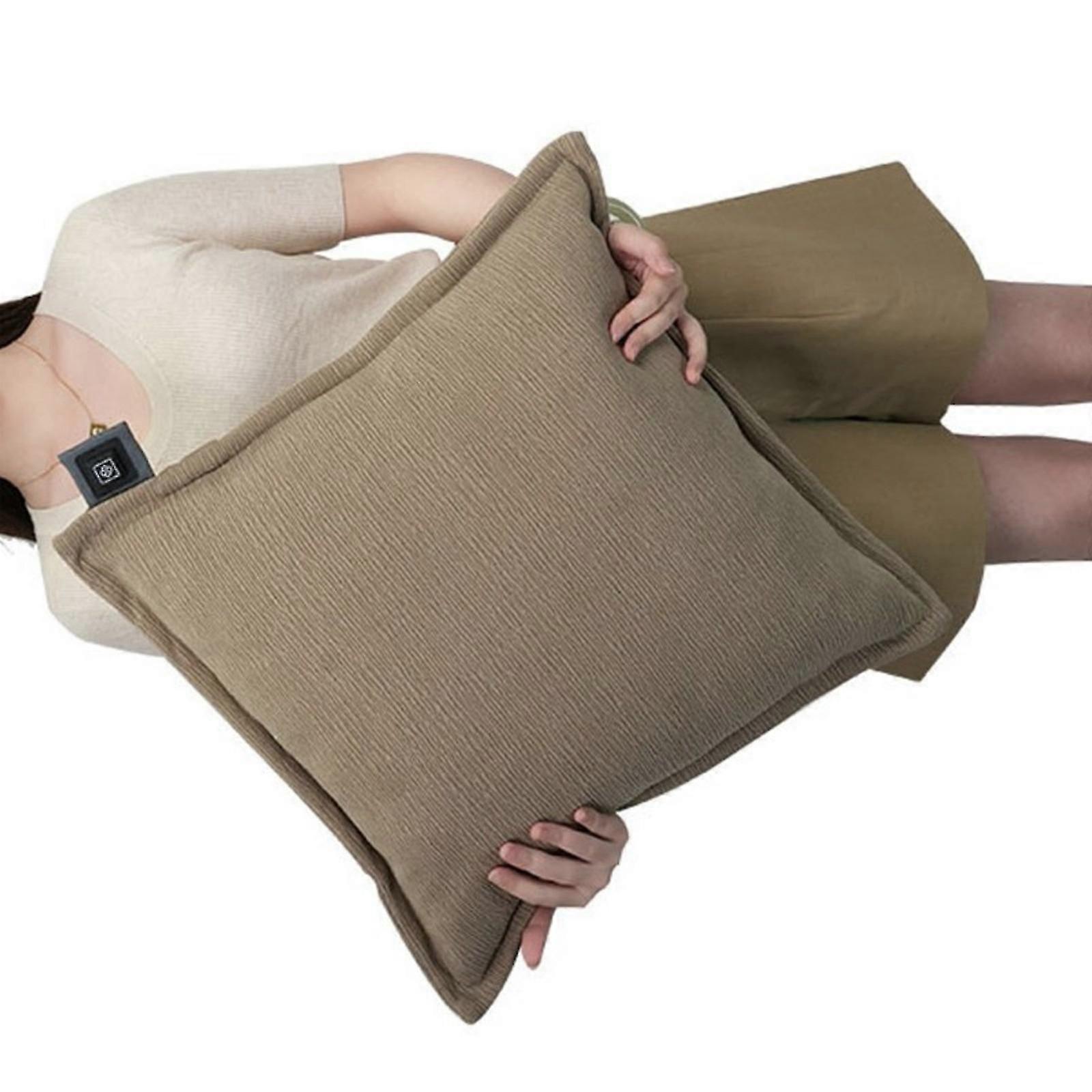 USB Heating Pillow Adjustable Warm Pad Flannel Back Support Home Office Red