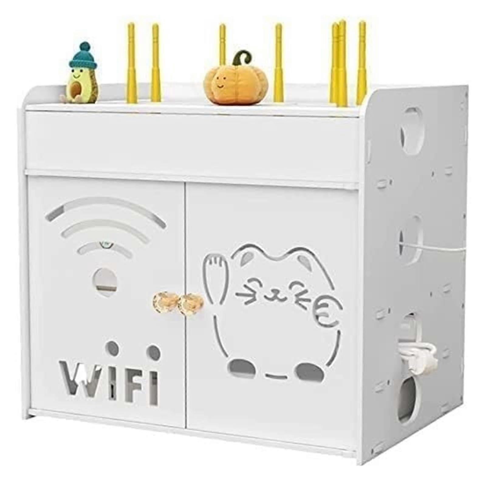 WiFi Router Storage Box with Cable Management, Wall Mounted Shelf for Set  Box and Ventilation