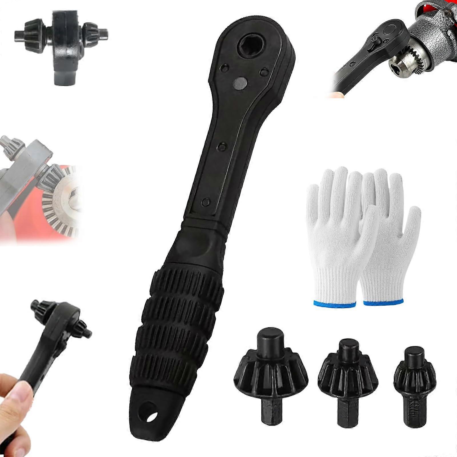 Drill Chuck Key Set with Universal 2in1 Ratchet Wrench, Heavy Duty Metal for Power Tools