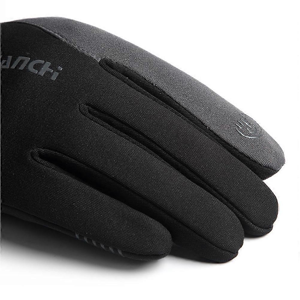 Riding Gloves Winter Windproof Touch Screen Function 1Pair Black