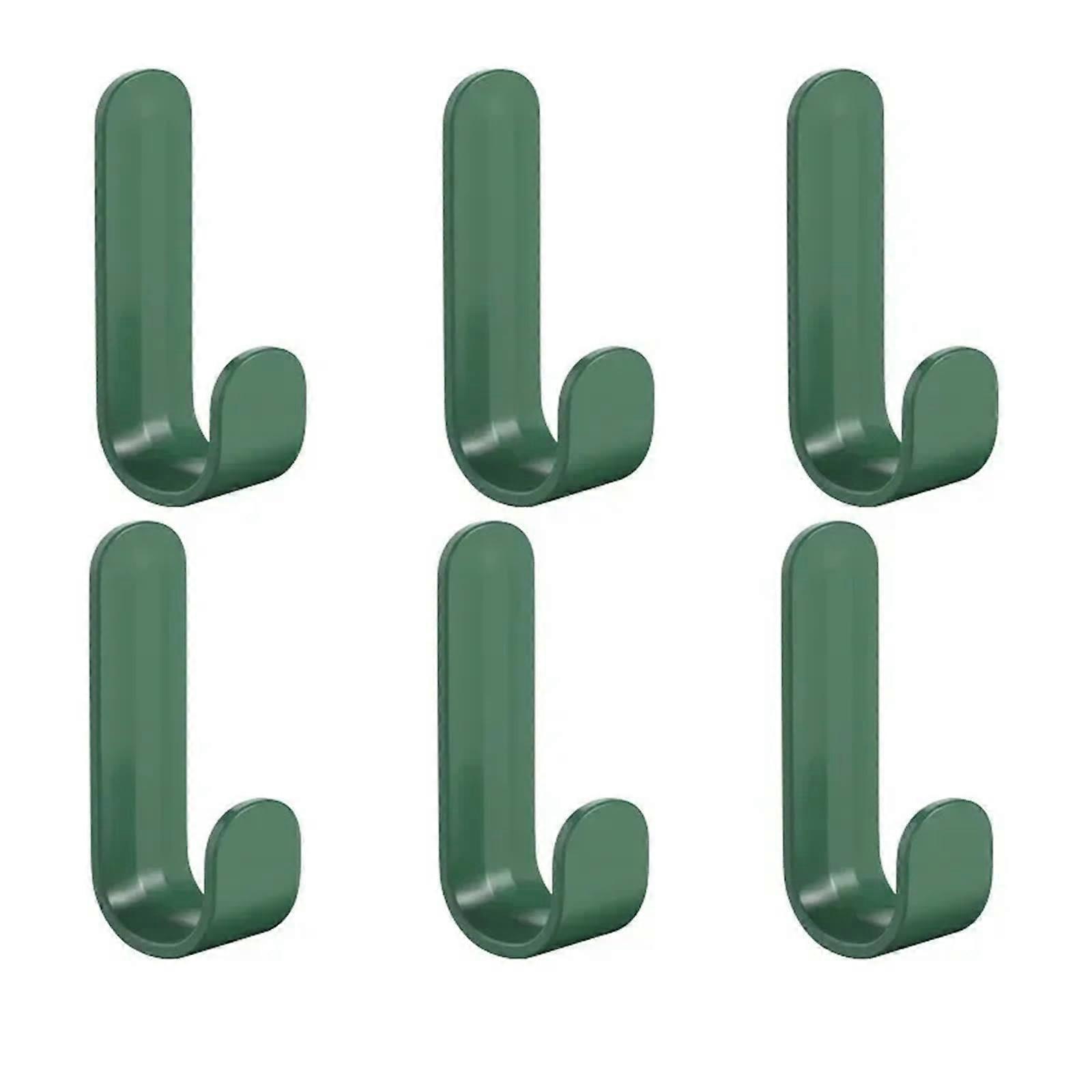 Wall Hooks 6pcs Green Self Adhesive No Drill MultiPurpose for Keys Clothes Bathroom Kitchen