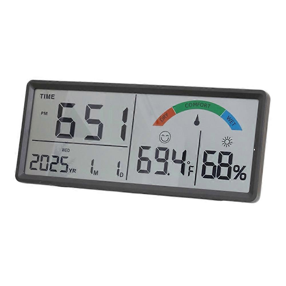 9554 LCD Digital Wall Clock Temperature Humidity Display Multi-Function Large Screen Clock