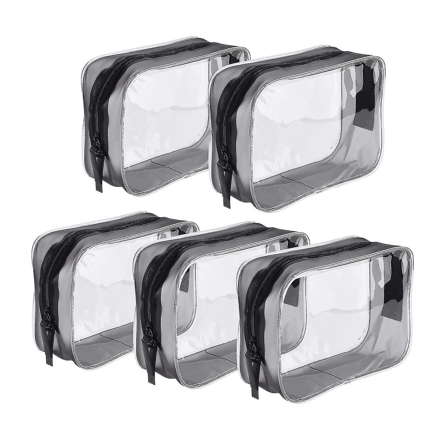 5パッククリアポータブル化粧品メイクアップバッグPvcジッパー式トイレタリー