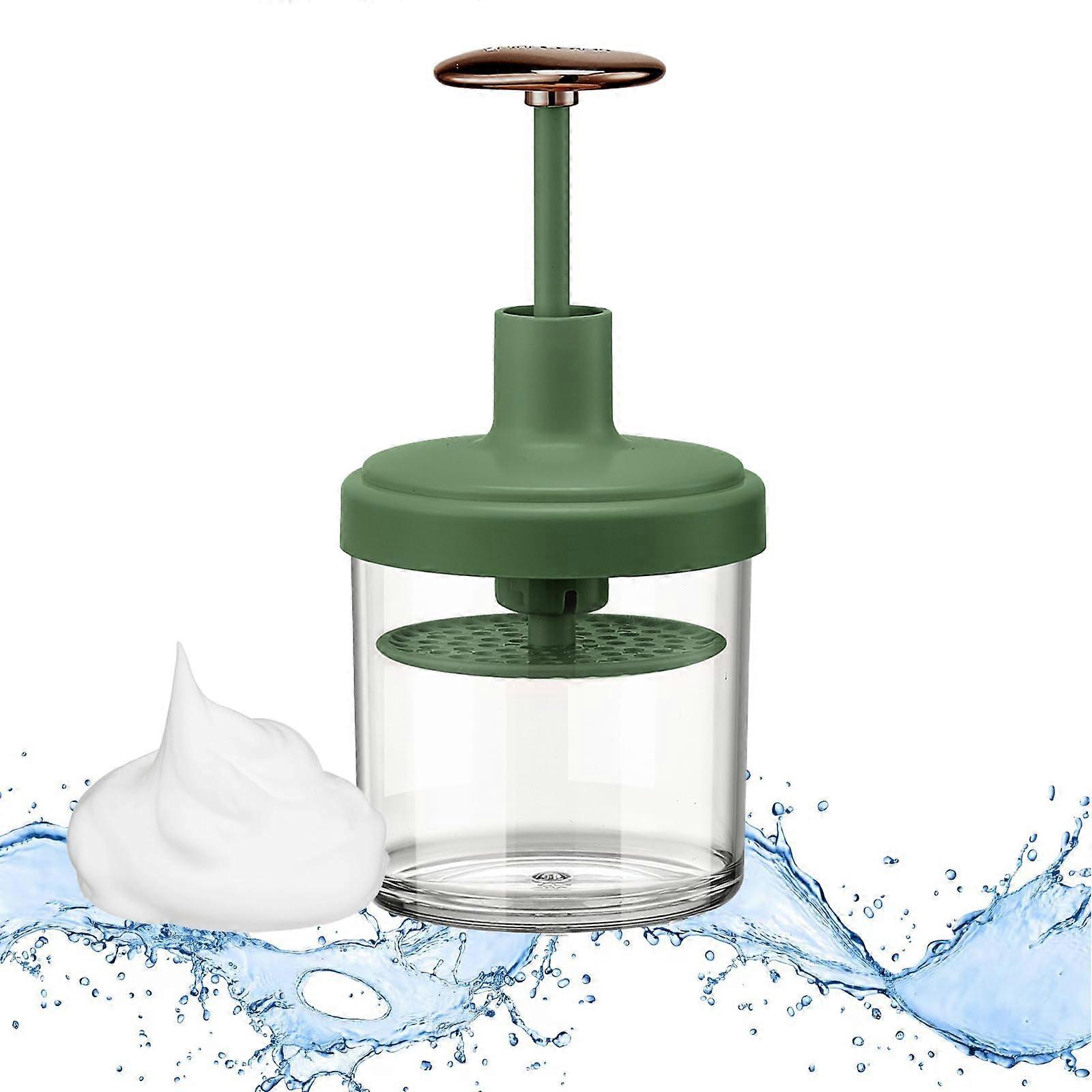 Face Wash Foam Maker with Gentle Microbubble Texture, Ergonomic Handle and Clear Green Cup
