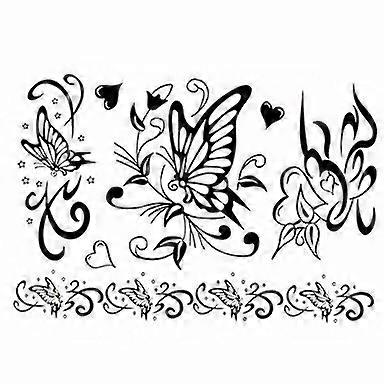 Women's Waterproof Black Pattern Lower Back Temporary Tattoo Sticker  Removable Body Art