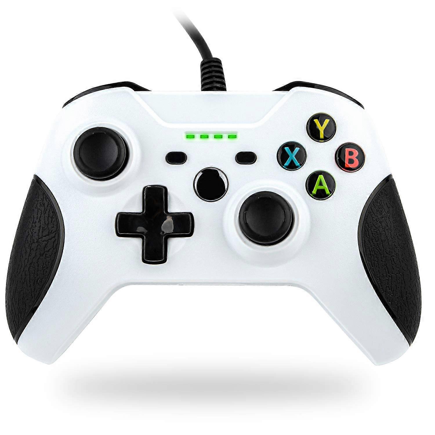 Wired Controller with Headset Jack and Dual Vibration, USB Gamepad for PC and Xbox One White