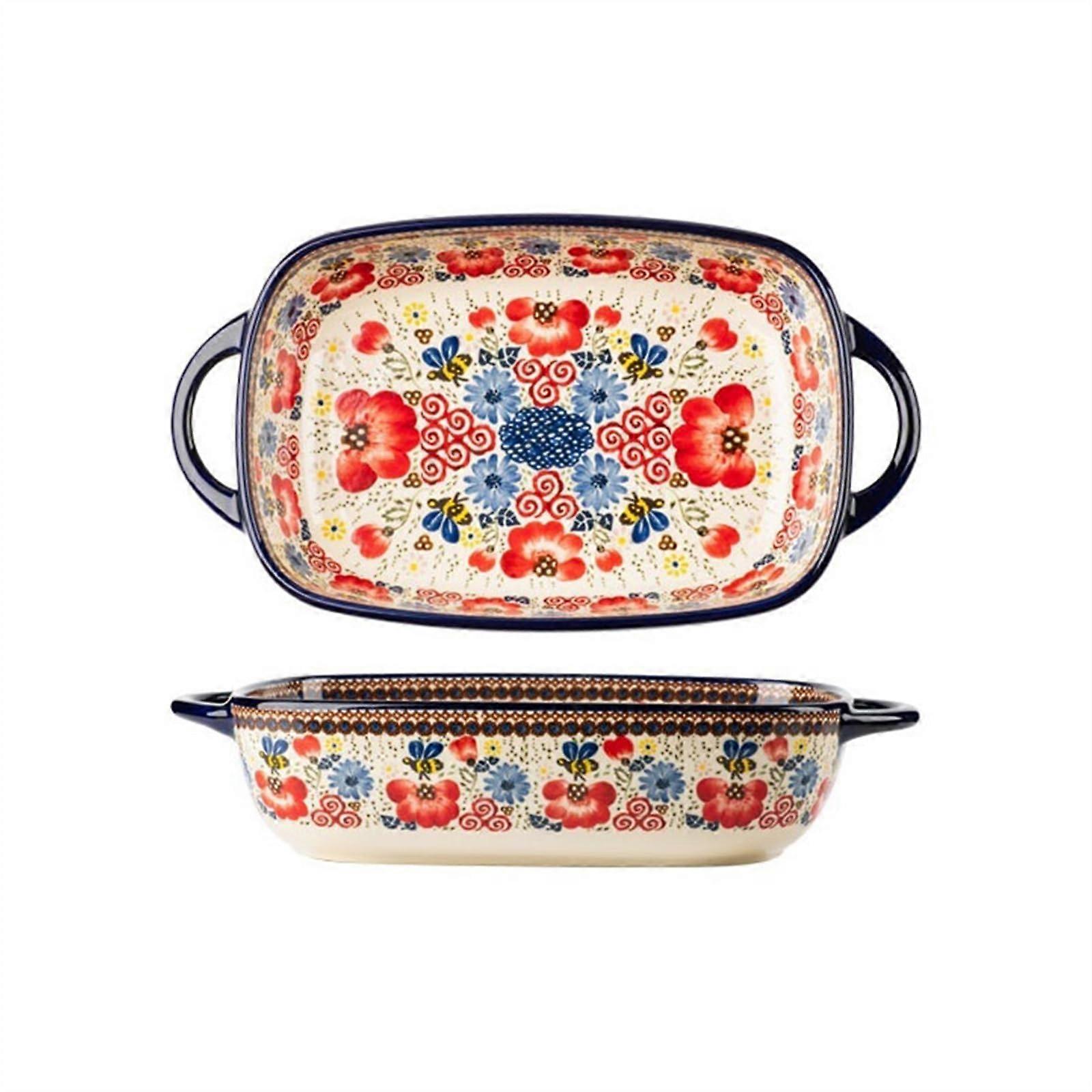 Large Capacity Ceramic Baking Dish for Oven, HeatResistant Casserole Dish with Handle 27.6cm