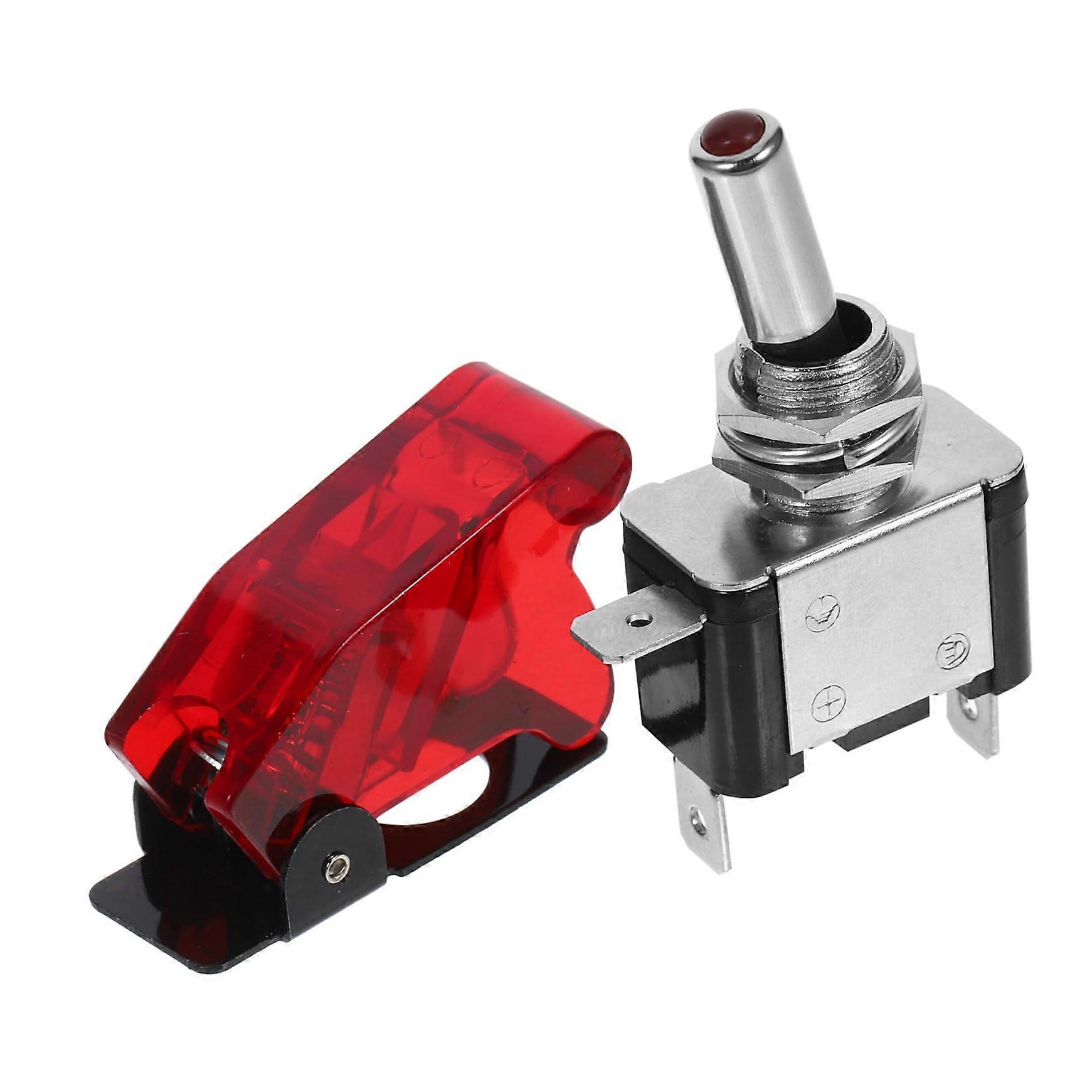 Toggle Switch Cover with LED Indicator Dustproof Rocker Guard for Automotive Red Protective Plate