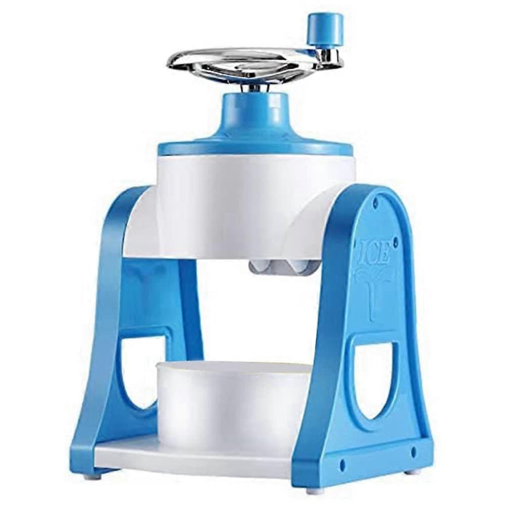 Manual Ice Crusher with Hand Crank for Summer Drinks, Compact Handheld Design, Blue