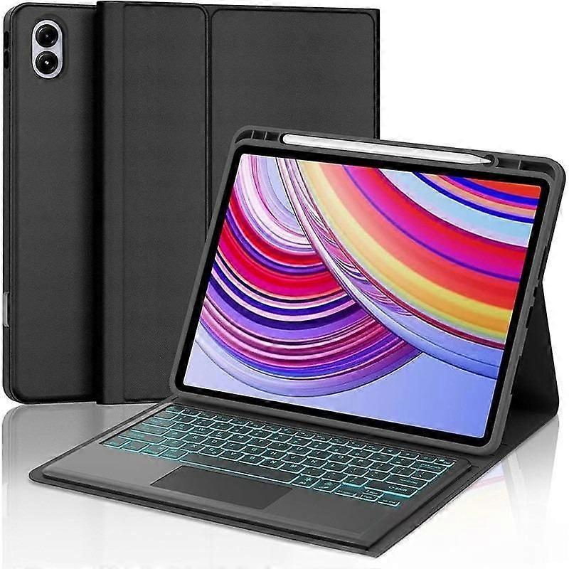 For Redmi Pad 2 Pro Backlight Bluetooth Keyboard Leather Case