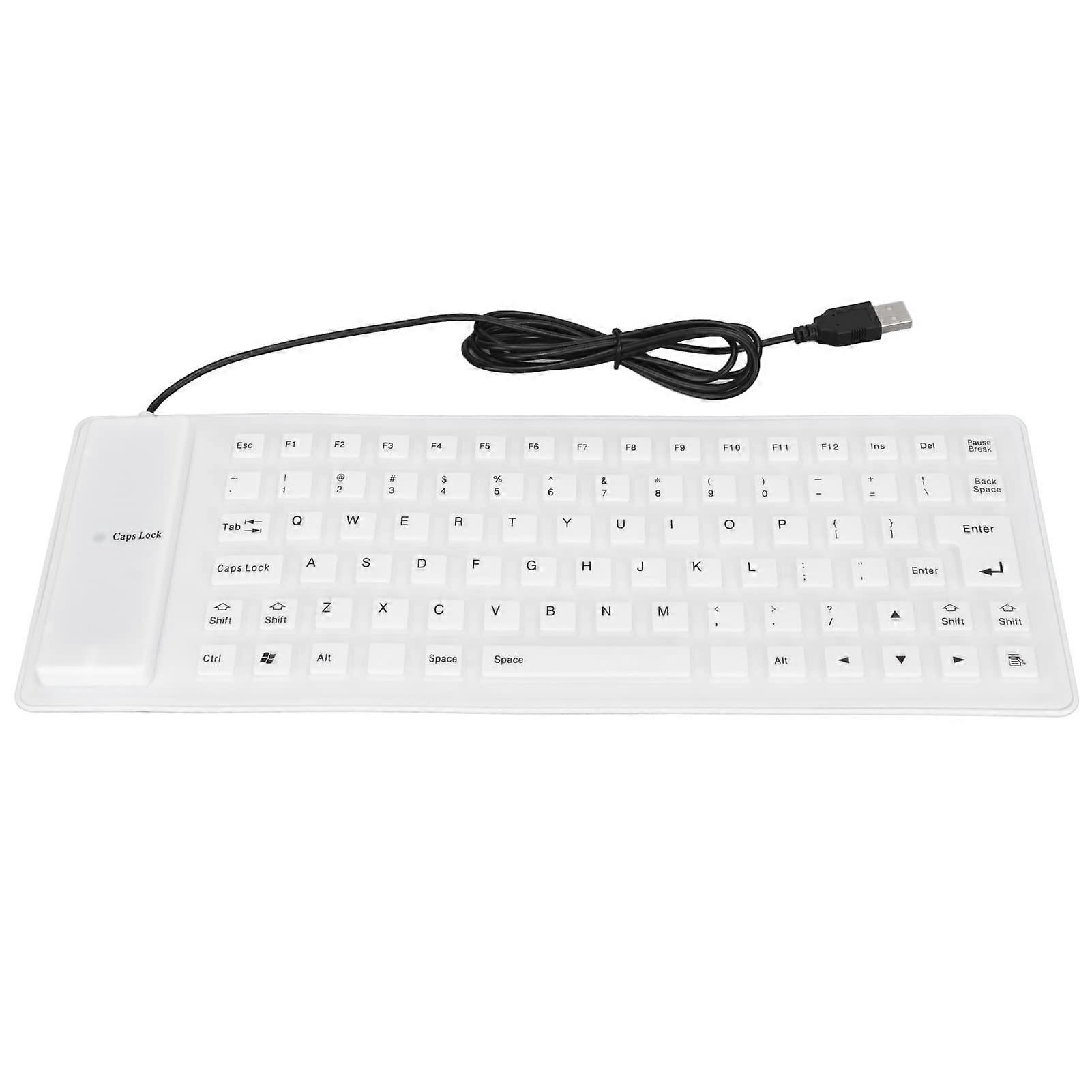 Silicone Keyboard 85 Keys Foldable Rollable Waterproof Dustproof Silent USB for PC Laptop White
