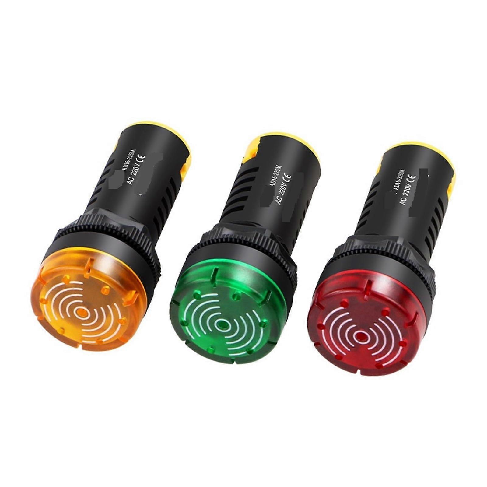 Industrial Alarm Buzzer 220V LED Flash Light Loud Intermittent Panel Mount Warning