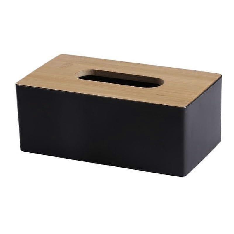 Black Tissue Box Cover and Napkin Holder with Dustproof Storage, NonSlip Base, Easy Open Button