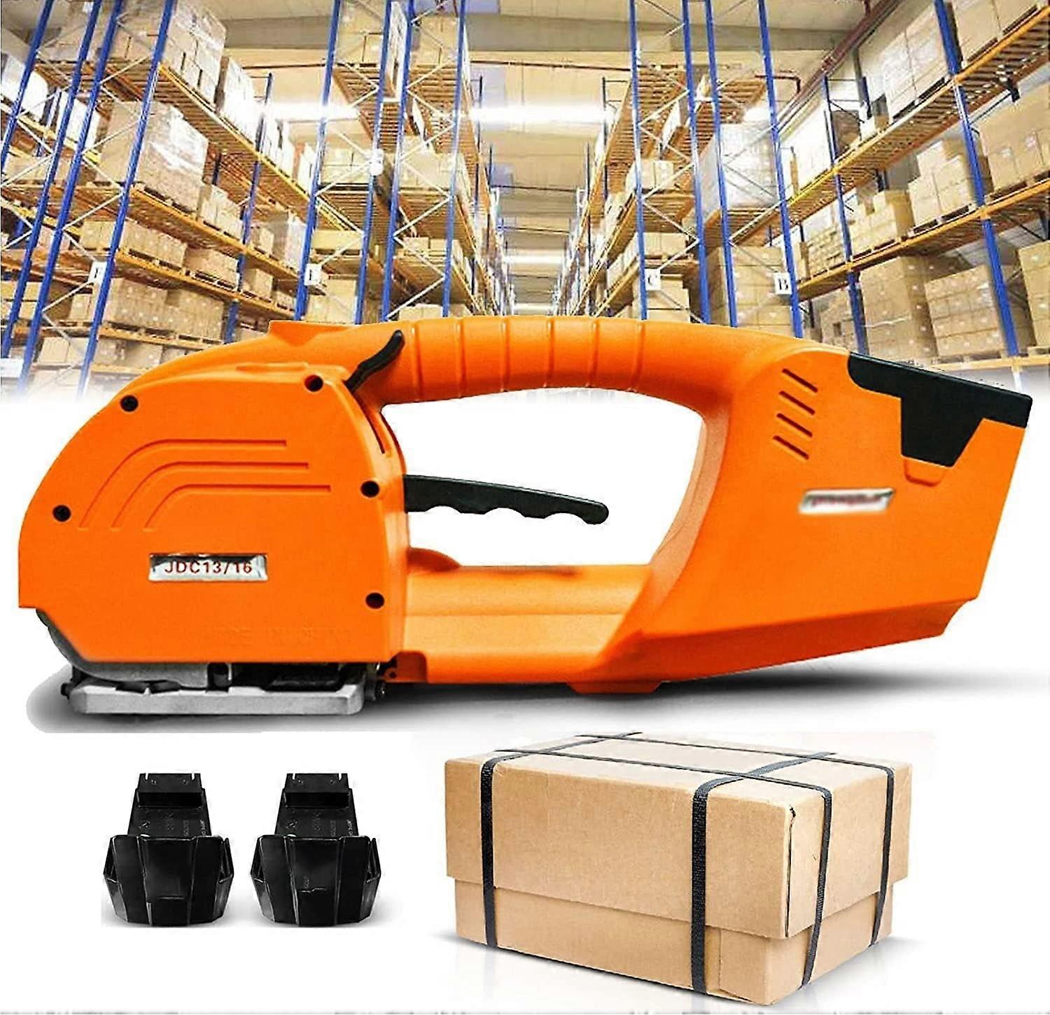 Electric Handheld Strapping Tool for PP PET Straps, Automatic Welding, Adjustable Tension, 6000mAh Battery