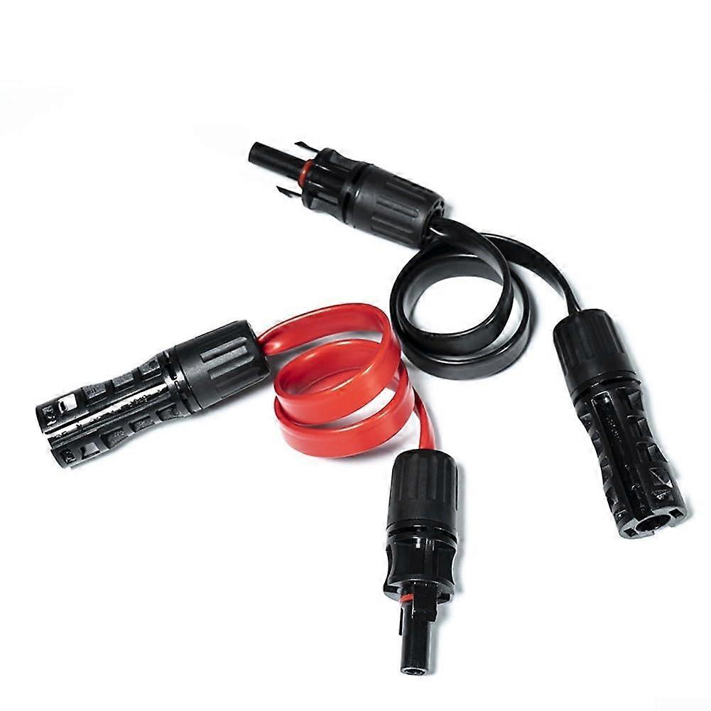 2Pcs Flat Solar Extension Cable 1500V 42cm Solar Panel Connector Pair Ultra Flat Design Flexible Routing