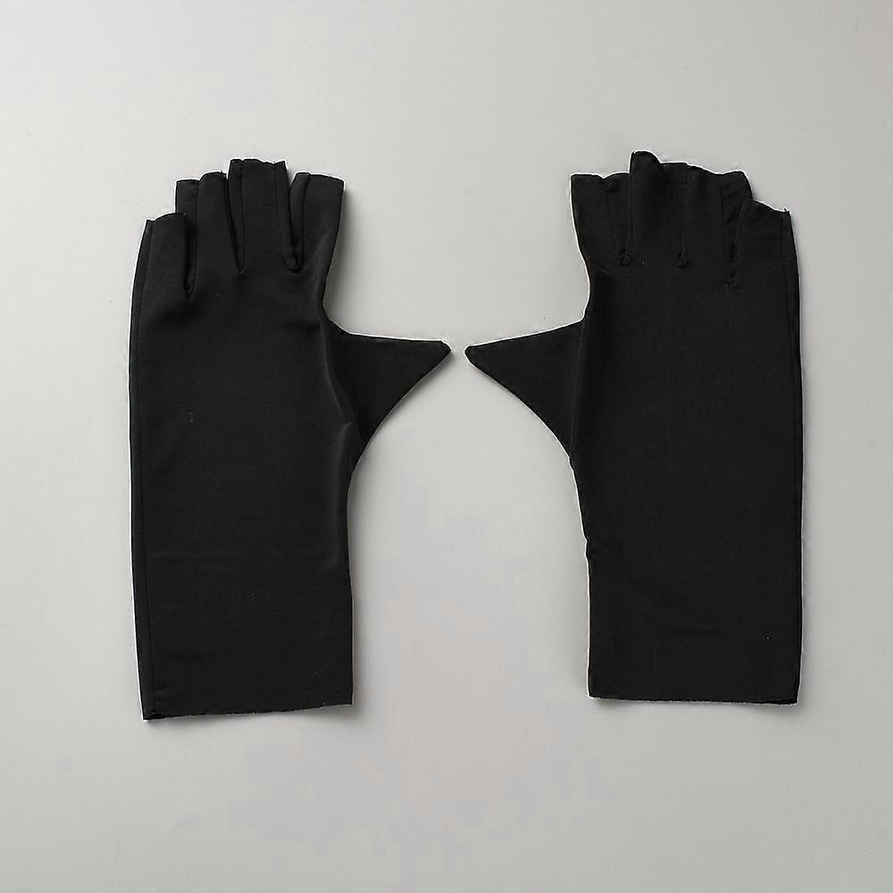 Polyester Fingerless Gloves Sun Protection Gloves Black 213x128x2mm