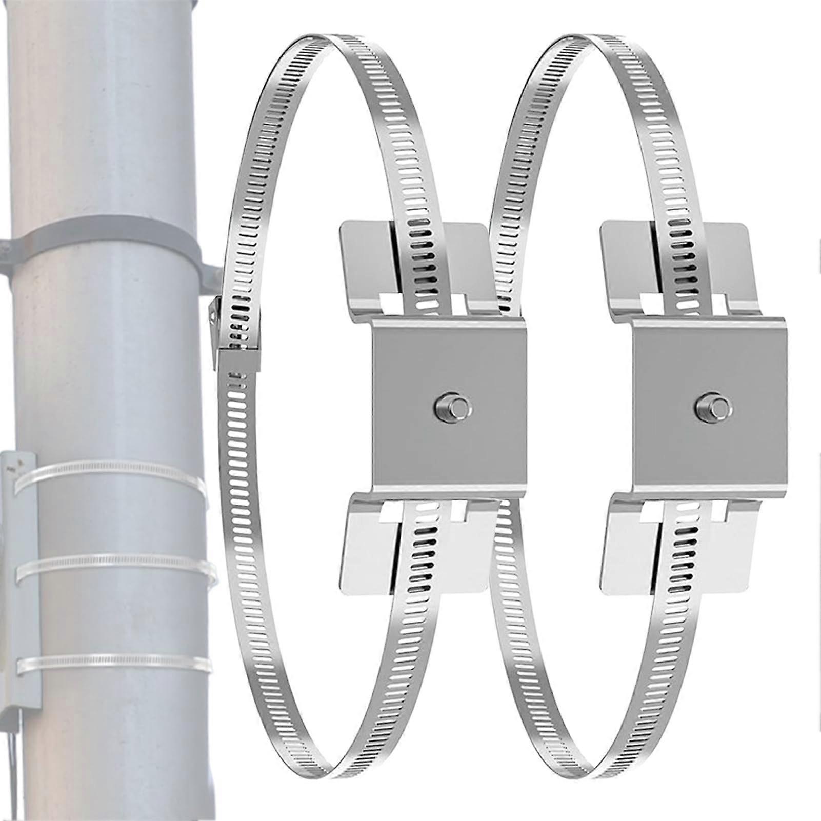 2pcs Stainless Steel Pole Mounting Brackets Adjustable NoDrill Sign Hardware for Large Poles