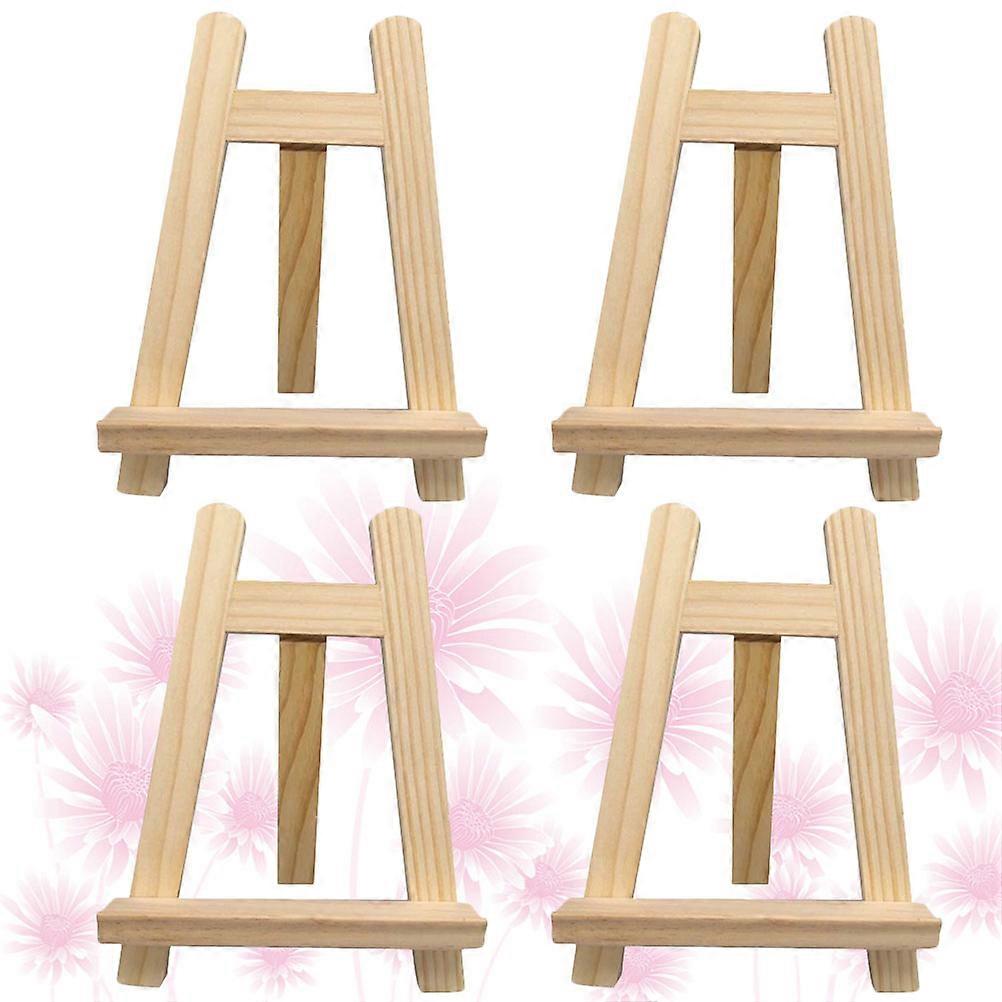 Wooden Easel Solid Wood for Storage 4Pcs Khaki Mini Table Display Stand