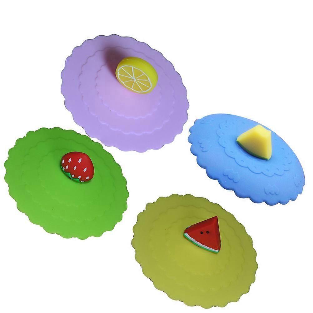 Fruit Shaped Mug Covers for Anti-Dust 4Pcs Silicone Cup Lids Set