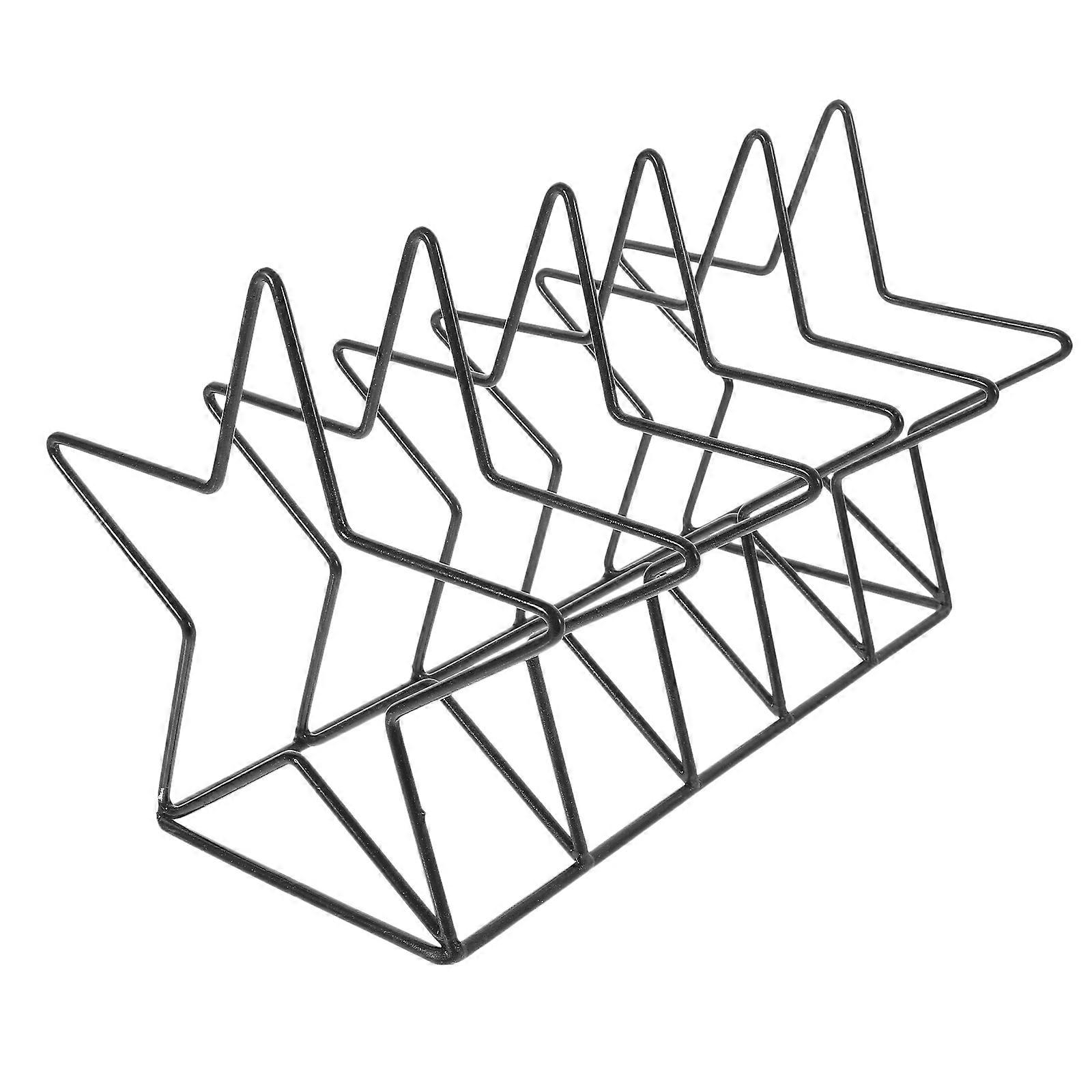 Vinyl Record Holder Star File Folder Rack for Storage 2Pcs Iron Black