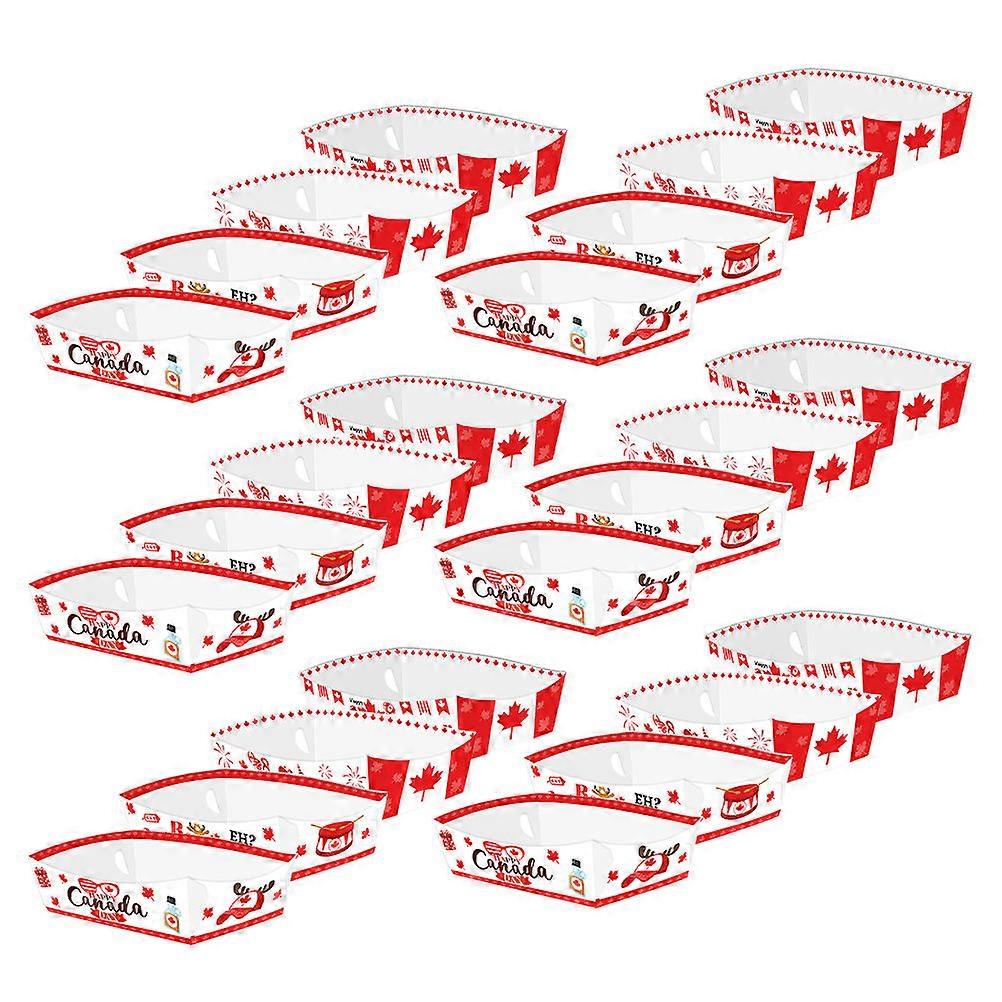 Maple Leaf Food Serving Tray Paper Tableware for Carnival 48Pcs