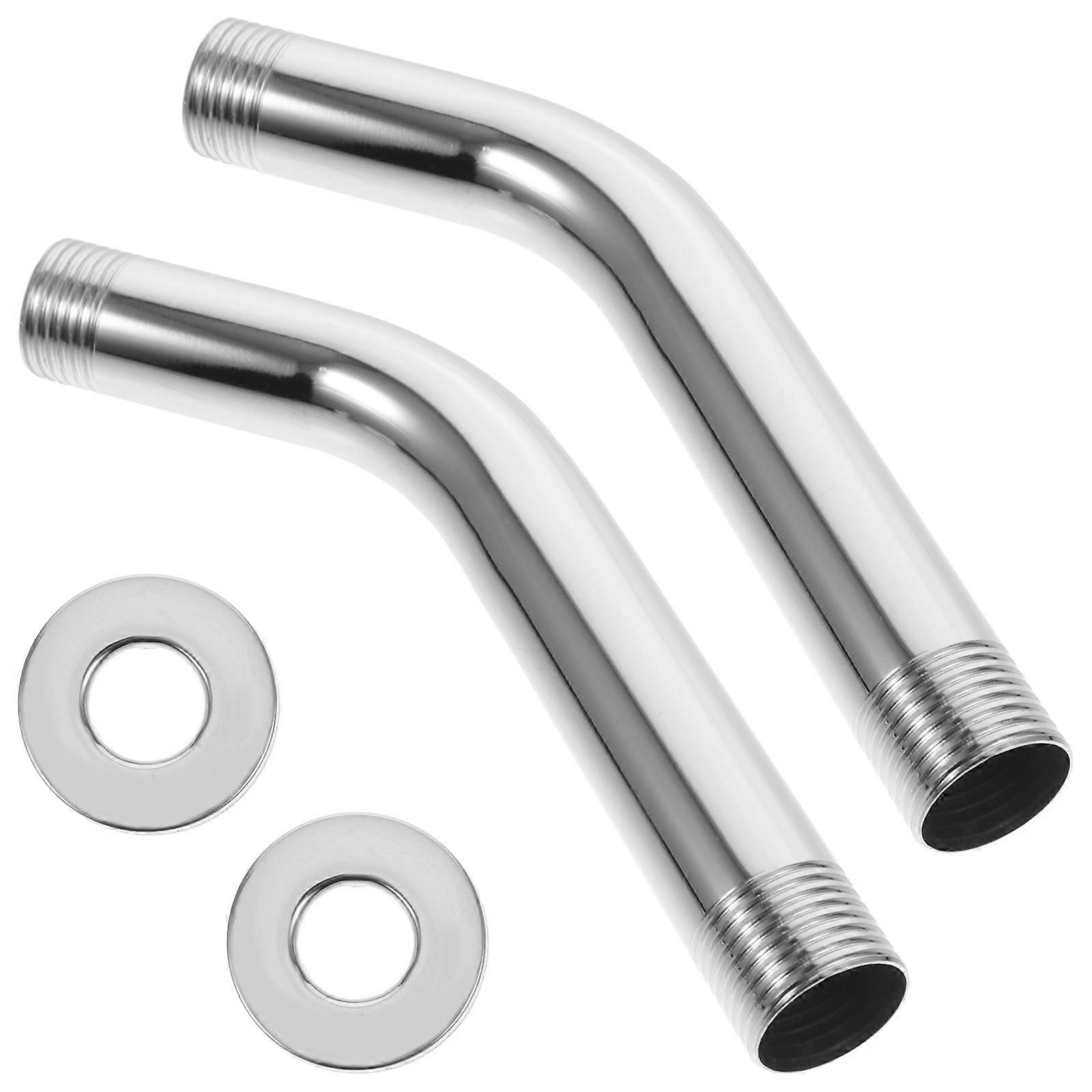 Adjustable Shower Extension Arm Bathroom Shower Arm Silver 16X2CM Anti-Rust 2Pcs