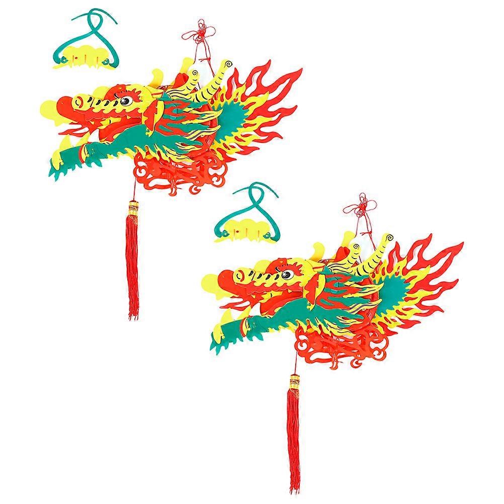 Chinese Dragon Decoration Hanging Lantern for Decor 2Pcs Red Plastic Item