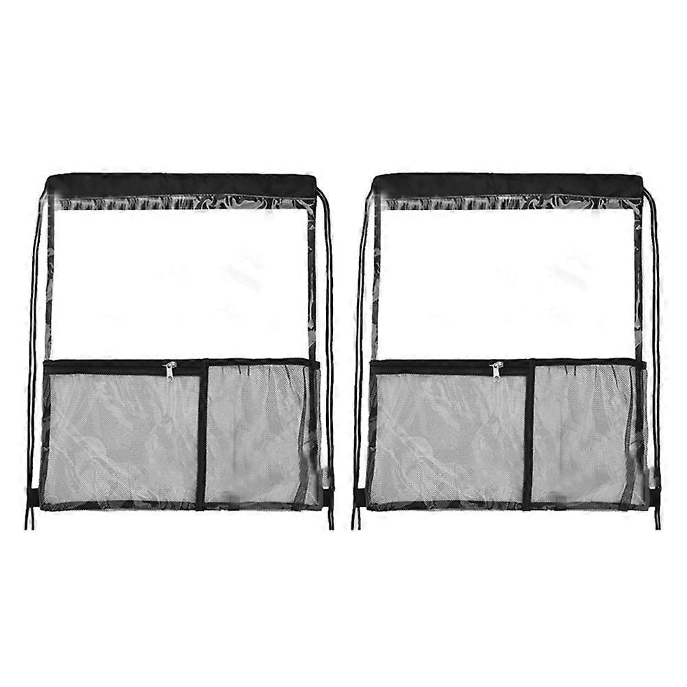 2 PACK Clear Drawstring Bag Stadium Approved, See Through Transparent PVC Drawstring Backpack, Clea
