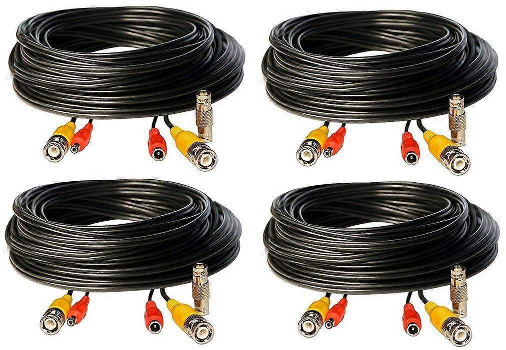 4 Pack 50ft BNC Security Camera Cable Video Power in One Copper Shielded CCTV Extension