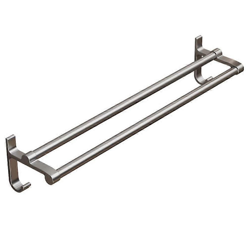 Bathroom Towel Bar 50cm Rustproof Double Towel Rack with Hooks Space Saving Wall Mounted Design