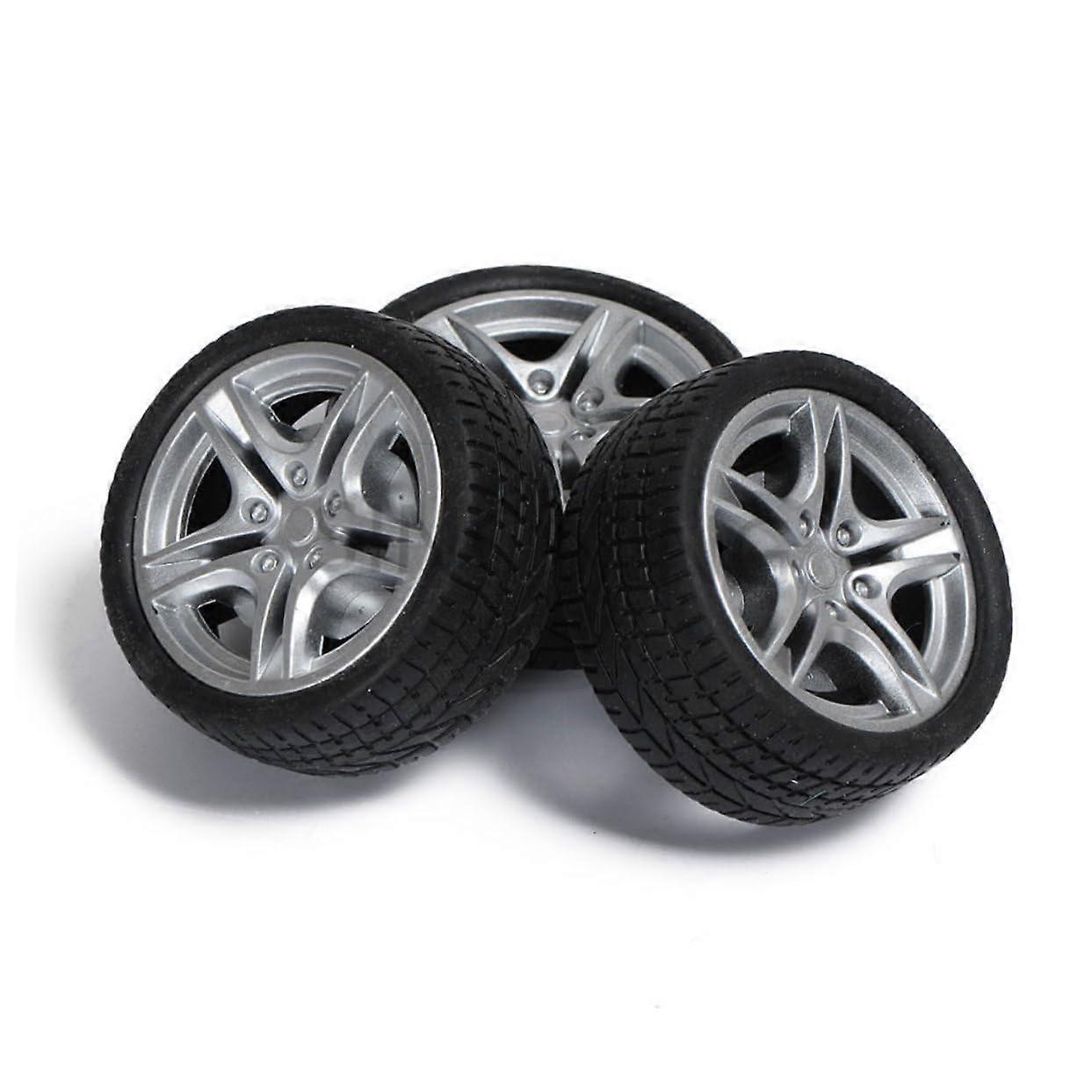 10pcs Rubber Toy Car Wheels for DIY Projects, Durable Replacement for Model Vehicles