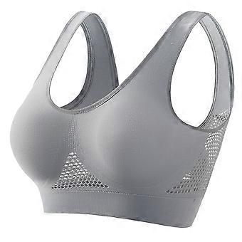 Reggiseno sportivo lulshou in saldo da donna, reggiseno sportivo senza cuciture, reggiseno yoga senza ferretto, reggiseno da corsa con schiena incrociata e imbottiture rimovibili (grigio, XXXXL)