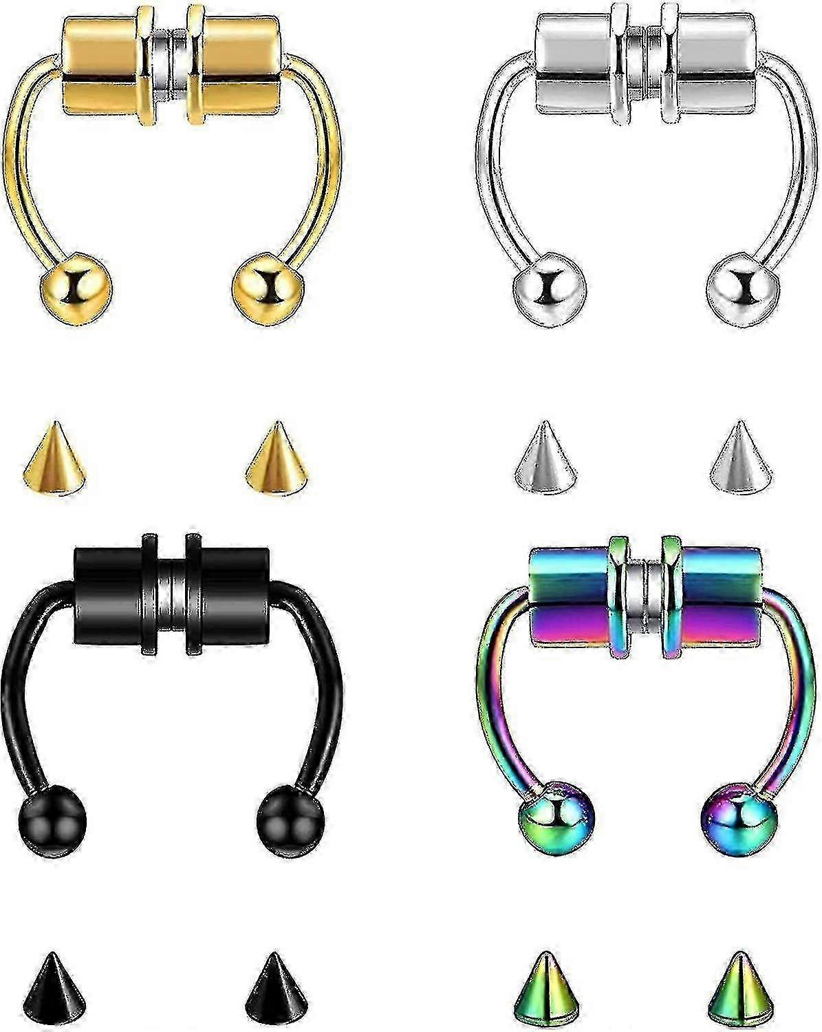 4 Pcs Magnetic Septum Nose Ring for Universal Use